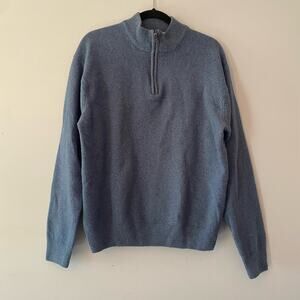 Peter Millar Merino Wool Blend Blue Quarter Zip Pullover Sweater Men's size XXL